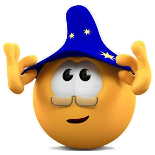 💂 อีโมจิ, พ่อมด, หมวก, แว่นตา telegram sticker