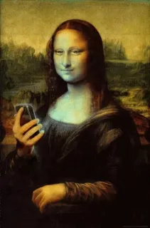 😁 Mona Lisa Mona Lisa, arte, pintura, teléfono, selfie whatsapp sticker