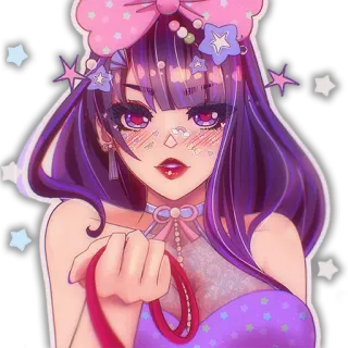 👄 Аниме, Милый, Девушка, Кавайный, Женский, Цифровое искусство telegram sticker