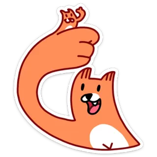 👍 cat, funny, orange, cartoon, sticker, animal, cheerful telegram sticker