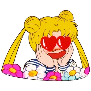 😍 Sailor Moon sailor moon, anime, cartoni animati, fiori, occhi a cuore, sticker whatsapp sticker