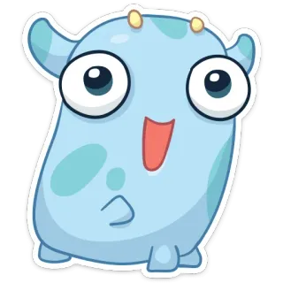 😃 mostro, cartone animato, carino, blu, adesivo telegram sticker