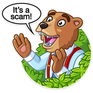 🗣 It's a scam! мошенничество, обман, предупреждение, медведь, мультфильм telegram sticker