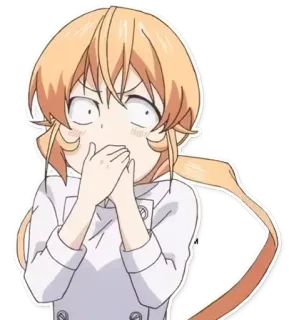🤭 Anime, Cartoon, Choqué, Surpris, Blond, Uniforme whatsapp sticker