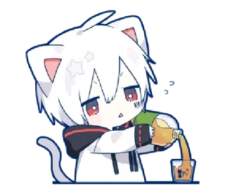 🍾 anime, cat, cute, sticker, kawaii whatsapp sticker