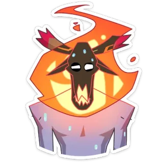 🔥 огонь, монстр, демон, существо, череп, пламя, фэнтези telegram sticker