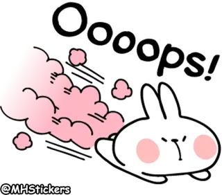 🏃‍♂️ Ooooops! conejo, ups, lindo, dibujos animados, animal whatsapp sticker