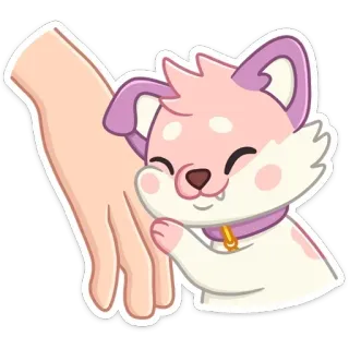 ☺️ chien, chiot, câlin, main, mignon, animal, autocollant telegram sticker