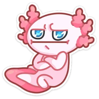 😡 axolotl, sticker, dessin animé, mignon, animal, rose, idiot whatsapp sticker