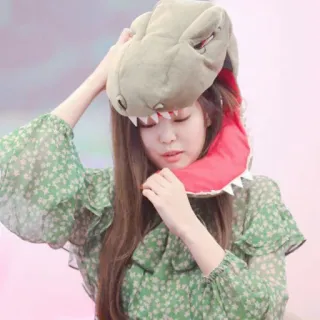 💚 dinosaurus, gadis, topi, mode, binatang, potret telegram sticker