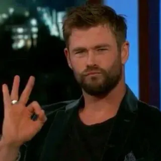 👌 Chris Hemsworth, Gesto offensivo, Gesto della mano, Attore, Uomo telegram sticker