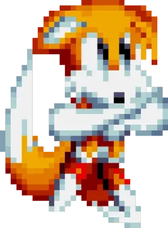 ✨ Tails Tails, Sonic the Hedgehog, video game character, fox, pixel art telegram sticker