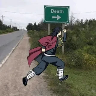 🏃‍♂ Giyu Tomioka Demon Slayer Death → anime, demon slayer, death, giyu tomioka, running, meme telegram sticker