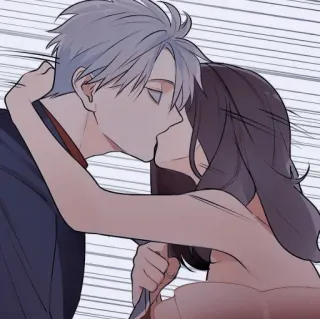 🥡 アニメ, キス, 恋愛, 愛, カップル, 可愛い, 愛情 telegram sticker