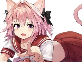 😺 Anime, Catgirl, Cheveux roses, Mignon, Manga, Kawaii telegram sticker