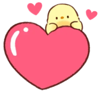 🤩 corazón, amor, lindo, kawaii, pájaro, animal, pollito, cariño whatsapp sticker