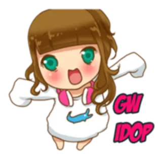 😍 GW IDOP dessin animé, fille, animé, personnage, autocollant telegram sticker