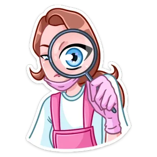 🔎 lupa, mulher, detetive, investigação, olhando, desenho animado telegram sticker
