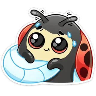 😅 kepik, lucu, kartun, serangga, kawaii, stiker, berkeringat, khawatir whatsapp sticker