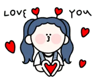 😘 LOVE YOU Liebe, Herz, Mädchen, Cartoon, Süß, Nachricht telegram sticker