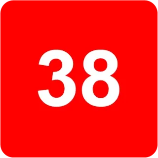 🟥 38 numero, rosso, quadrato, 38 telegram sticker