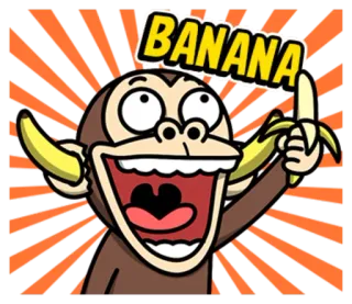 🍌 BANANA 바나나, 원숭이, 만화, 음식, 과일, 동물 telegram sticker