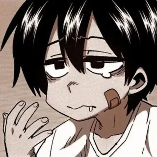 🖤 Anime, müde, traurig, Pflaster, Junge whatsapp sticker