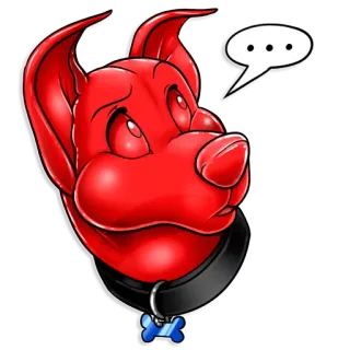 💬 perro rojo, dibujos animados, animal, perro, mascota, collar, bocadillo de diálogo telegram sticker
