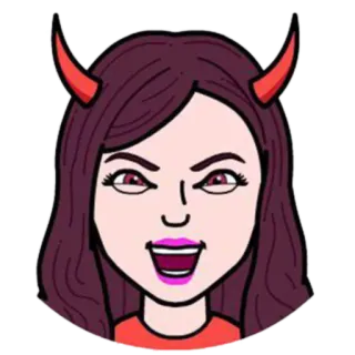 😈 diavolo, corna, cartone animato, donna, malvagio, halloween, fantasia telegram sticker