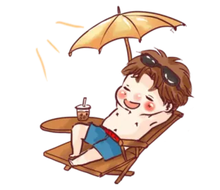 🏖 beach, relaxation, vacation, summer, sunbathing, cartoon, sunglasses, tropical telegram sticker
