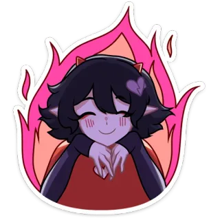 🔥 Animé, Diable, Démon, Coeur, Feu, Dessin animé telegram sticker