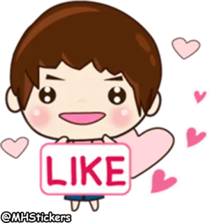👍 LIKE 喜欢, 爱心, 卡通, 贴纸, 男孩 telegram sticker