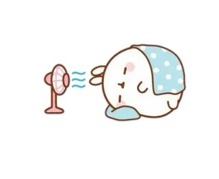 💘 cute, rabbit, kawaii, fan, sleepy, cartoon, animal telegram sticker
