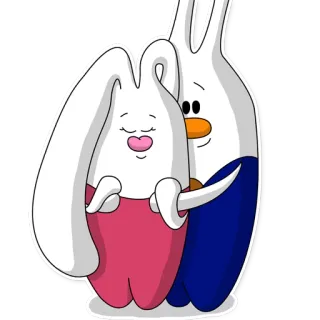 👫 кролик, мультик, милый, животное, объятия, дружба telegram sticker