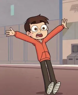 😧 Marco Diaz Star vs. the Forces of Evil cartoon, animation, funny, character, surprised, red hoodie telegram sticker