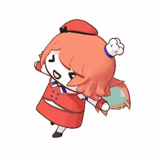 😆 Kiara anime, chibi, vtuber, cute, orange hair, hat, tennne takanashi kiara, hololive telegram sticker