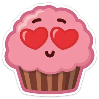 ❤ คัพเค้ก, ความรัก, หัวใจ, ของหวาน, หวาน, อาหาร, อิโมจิ telegram sticker