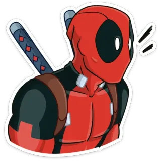 ⁉️ Deadpool เดดพูล, มาร์เวล, ซูเปอร์ฮีโร่, การ์ตูน, ตัวละคร, ดาบคาตานะ, อาวุธ telegram sticker
