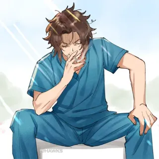 🌐 Fumer, Cigarette, Homme, Décontracté, Assis, Détente telegram sticker