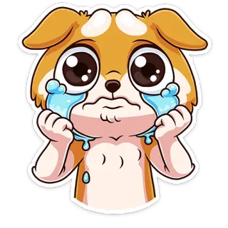 😭 cachorro, chorando, triste, filhote, emoções, desenho animado telegram sticker