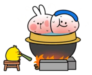 🔥 Dessin animé, Mignon, Personnages, Animal, Lapin, Poussin, Nourriture, Cuisine telegram sticker