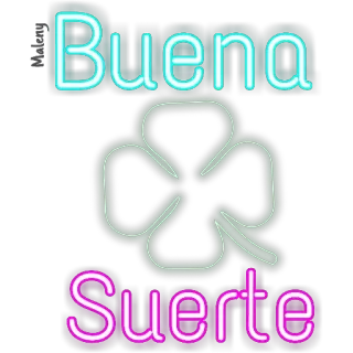 🍀 Buena Suerte good luck, clover, neon, spanish, fortune, lucky whatsapp sticker