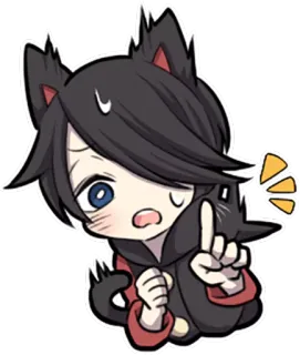 😦 Anime, Chibi, Katzenohren, Kawaii, Cartoon, Aufkleber telegram sticker