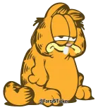 😪 Garfield @FarsiStickers gato, desenho animado, cansado, triste, sonolento, laranja, exausto telegram sticker