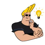 🤔 Johnny Bravo dessin animé, pensée, idée, lunettes de soleil whatsapp sticker