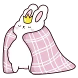 ☺️ thỏ, dễ thương, vương miện, chăn, buồn ngủ, hoạt hình, xinh xắn telegram sticker