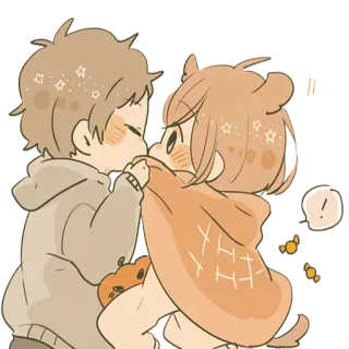😘 halloween, coppia, zucca, carino, cervo, cartoni animati telegram sticker