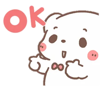 🧺 OK ok, cute, bear, cartoon, approval whatsapp sticker