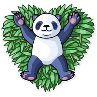 ❤ панда, бамбук, животное, милый, природа, мирный, расслабляющий telegram sticker