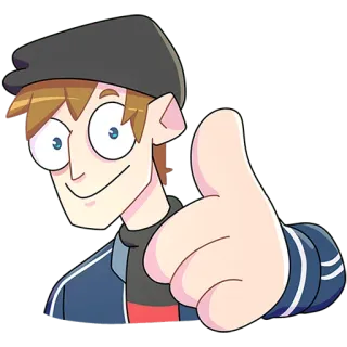 👍 Hoạt hình, Nhân vật, Giơ ngón tay cái, Tích cực, Cử chỉ, Phê duyệt, Thân thiện telegram sticker